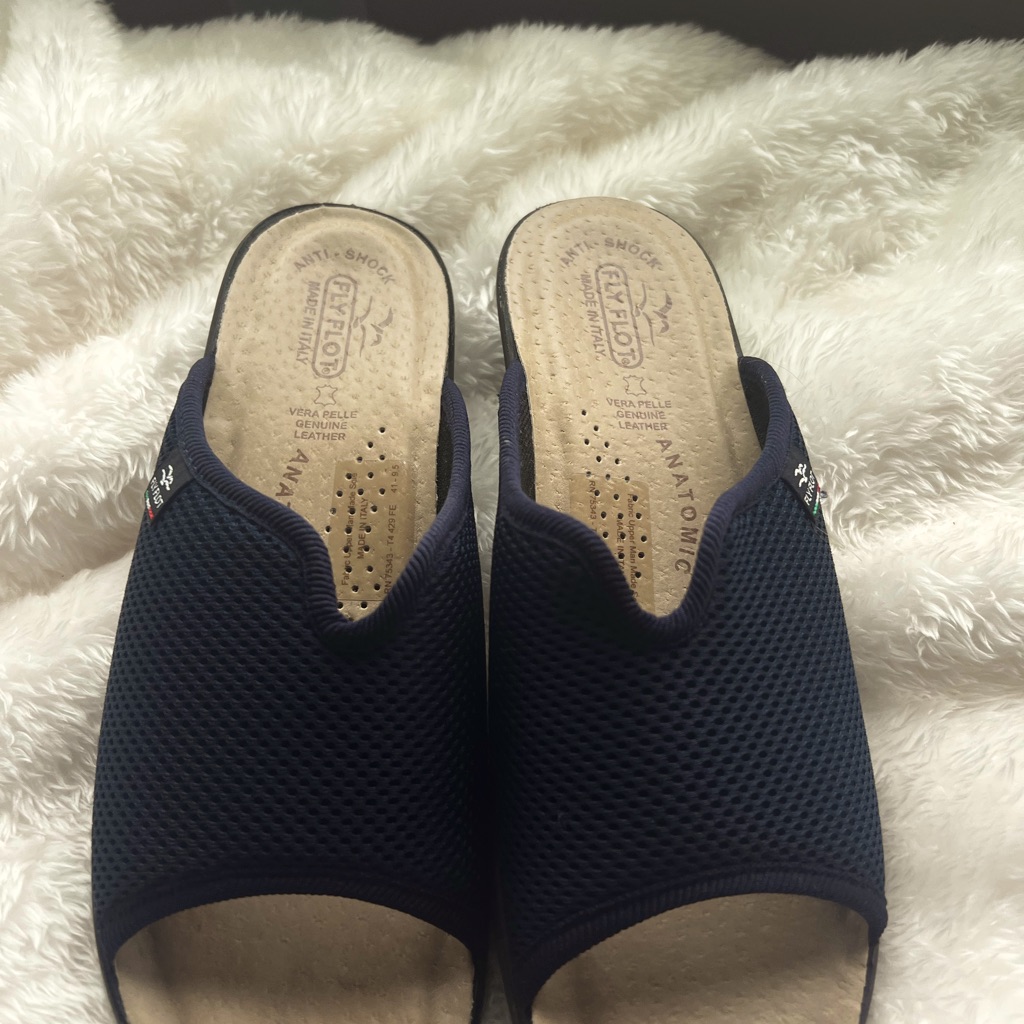 Fly Flot Mesh Slip On Mule Sandals Navy Blue Size 41